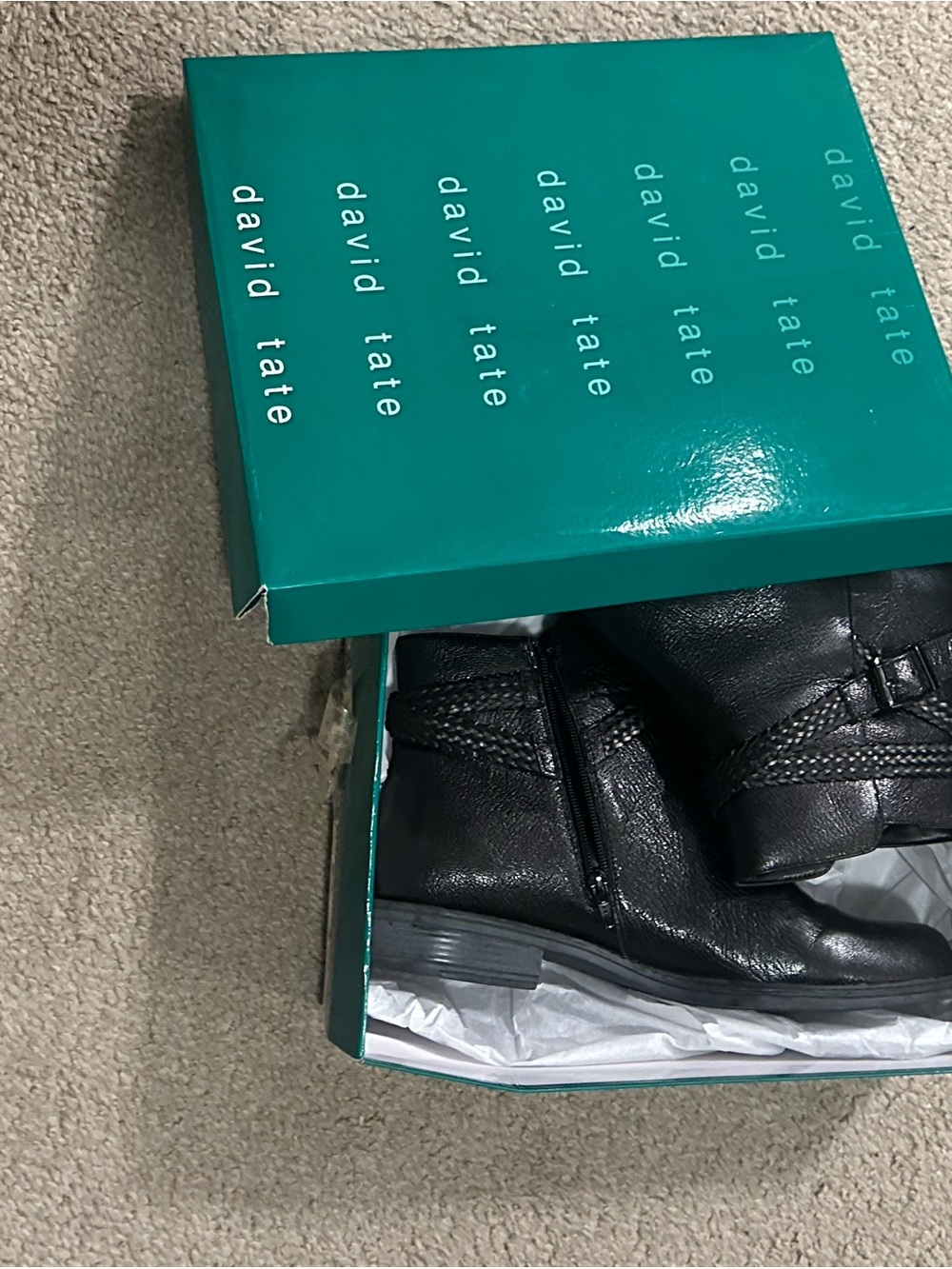 David Tate Black Leather Boots size 11 ww